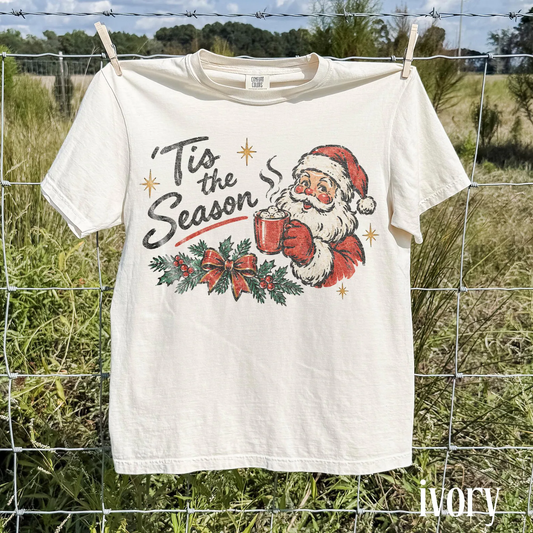 Tis the Season Vintage Santa Cocoa Christmas Tee